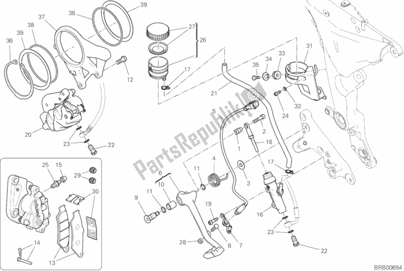 All parts for the Rear Braking System of the Ducati Multistrada 1260 S ABS USA 2019